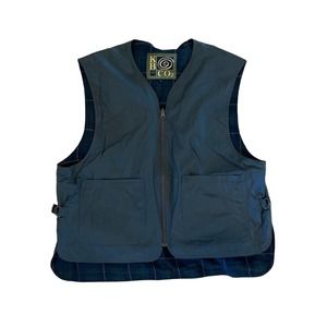 Mens Kenneth Barnard KB Co2 Olive Green Vest w/Wool Plaid Lining sz‎ L
